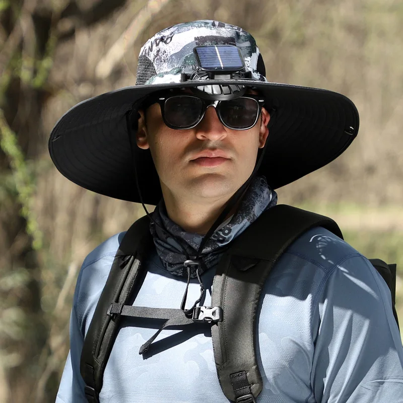 

Hot Selling Hat Cap Men Solar Charging Fan Fisherman Multi-Purpose Detachable Outdoor Brim Fishing Mountaineering Shade Big M17