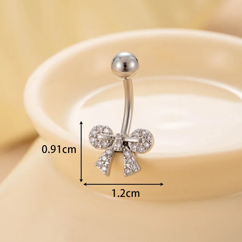 New Stainless Steel Belly Rings Top Amount Bow Heart  Navel Ring Belly Button Piercing Wholesale Body Piercing Jewelry