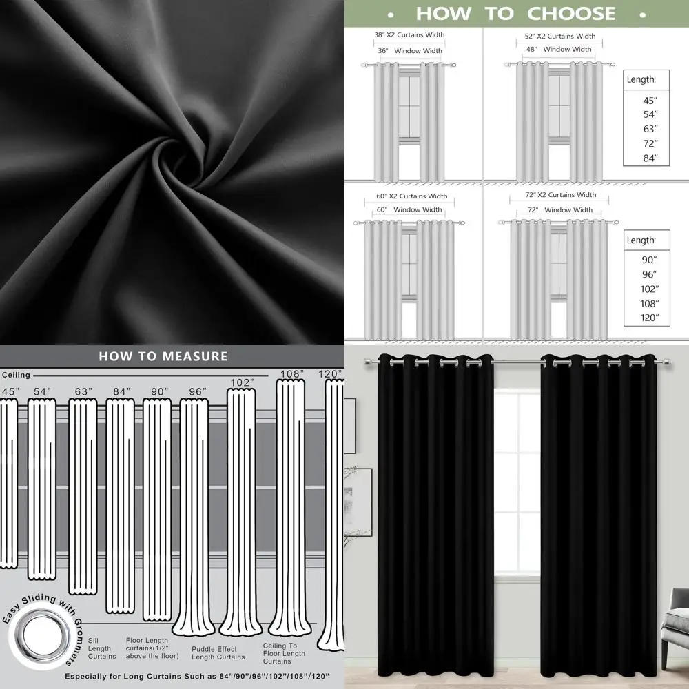 

72x96-дюймовые 2-панельные затемняющие шторы, 8 футов от пола до потолка, втулка с термоизоляцией для спален, гостиных