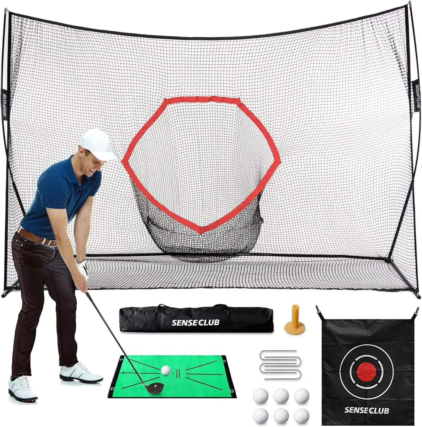 

Golf Chipping Net & Driving Net, Backyard Golf Practice Net with Mat, Indoor Golf Training Target with Balls