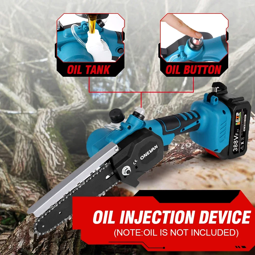 ONEVAN 3000W 6 Inch Brushless Electric Saw Electric ChainSaw Cordless Mini Woodworking One-handed Saw For Makita 18v Battery