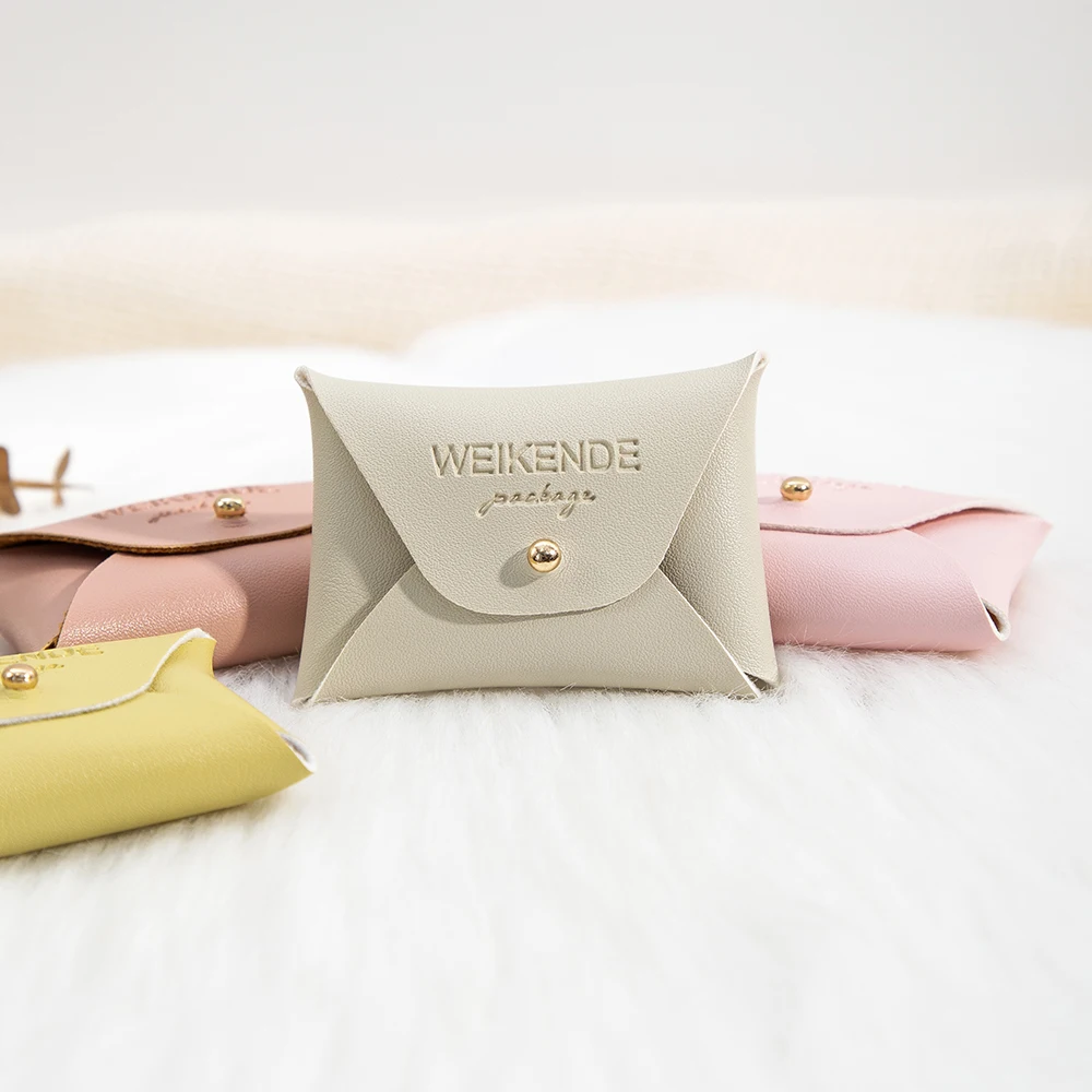 البسيطة الزفاف عيد الميلاد الدائري الأقراط التعبئة والتغليف لينة بو الجلود DIY الحقيبة مع مصاصة برشام الحقائب الصغيرة عملة لحزمة المجوهرات #4