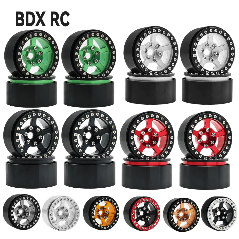 1/10 RC Crawler Aluminum Alloy 1.9 Inch Beadlock Wheels Colorful 5 Spokes Rim for TRX4 YK4102 Axial SCX10 II RGT EX86190