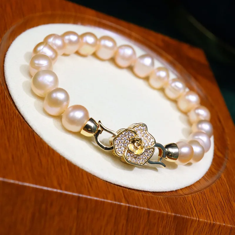 

024 New Freshwater Pearl Bracelet 8-9mm Camellia One Style Multi-Wear Can Be Used as Pendant Fashionable Simple Versatile