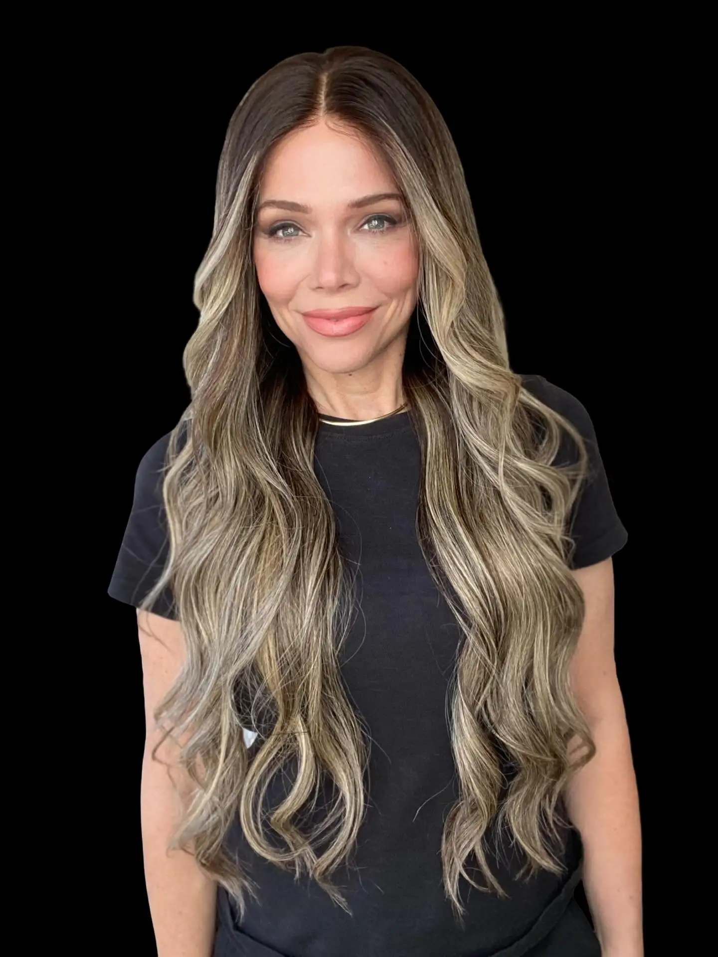 لينة تسليط الضوء على 13x4 طول طويل موجة فضفاضة شعر مستعار اصطناعي أومبير براون الدانتيل الجبهة غلويليس المرأة شعر مستعار جزء مجاني ألياف سمراء #3