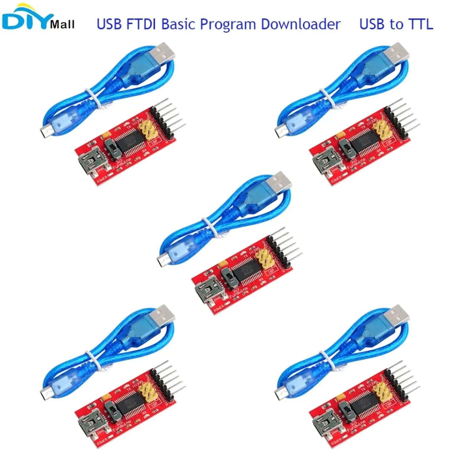 USB تنزيل البرنامج الأساسي 6P 5V 3.3V USB إلى TTL وحدة مهايئ مسلسل FT232 + كابل USB لاردوينو