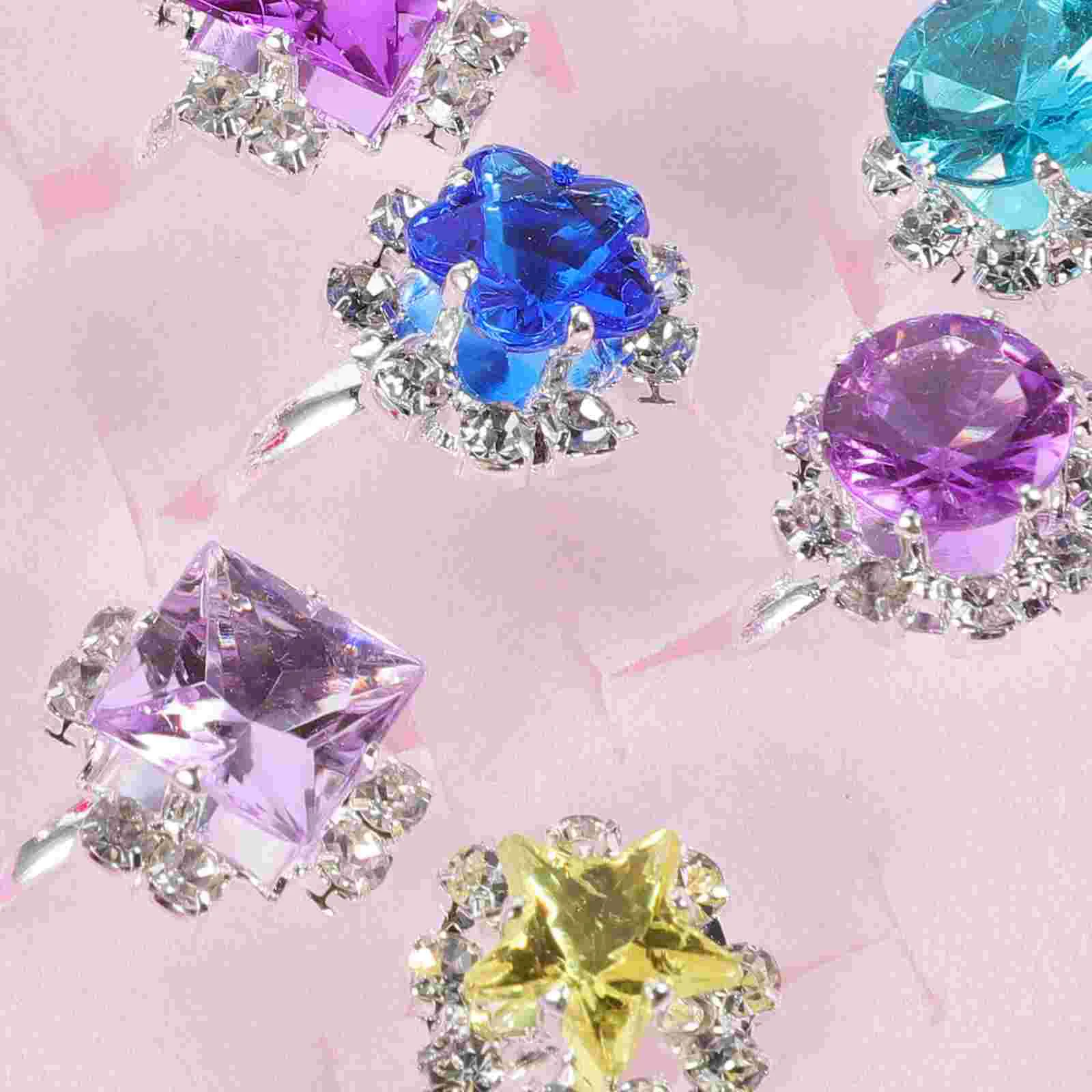 12 peças crianças presentes anel menina criança brinquedo lindo diamante criança