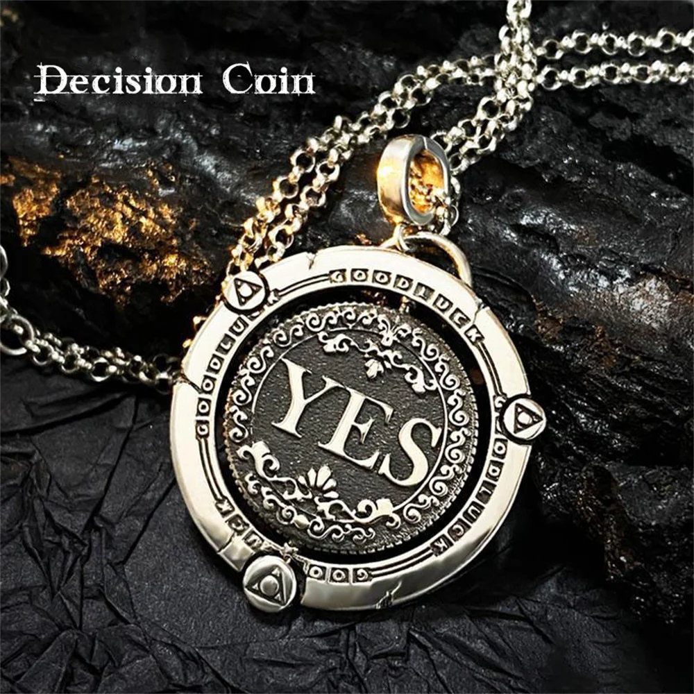 

Вращающийся кулон в виде монеты Decision, унисекс, винтажное ожерелье в стиле хип-хоп, нишевый нейтральный стиль