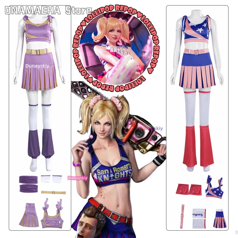 

Lollipop Chainsaw Halloween Cosplay 코스프레 Women Cheerleaders Sexy Dresses Outfit Suit XS-3XL Anime Carnival Uniforms Role-play