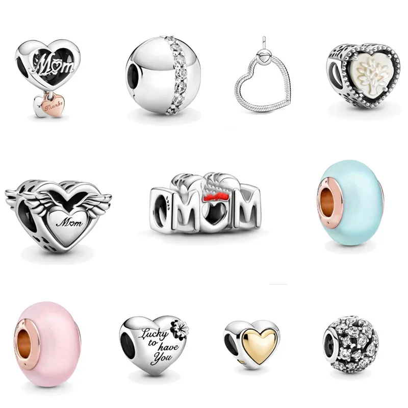 

925 Sterling Zilver Glinsterende Love Mom Kralen Fit Originele Pandora Bedelarmband Vrouwen Sieraden Moederdag gift