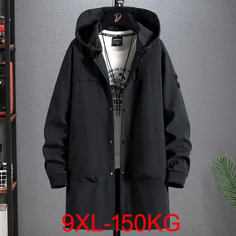 plus size long windbreaker spring new men's coat in the long section jacket for men 9XL 8XL men clothing trench coat men