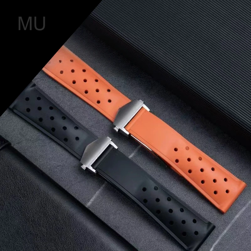 Super atmungsaktives Design, Silikon-Uhrenarmband mit mehreren Löchern für Tag Heuer Aquaracer-Serie, weiche, schweißfeste Uhrenarmbänder, 22 mm