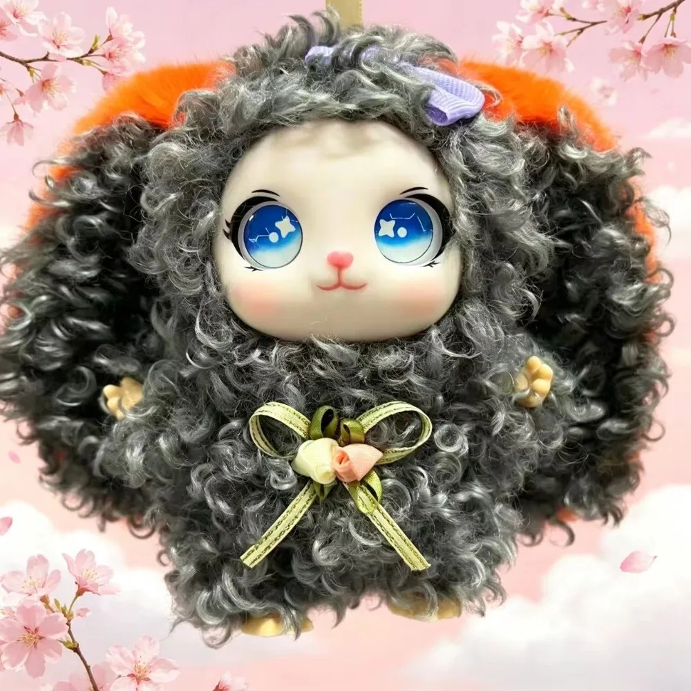 Gift Cute Big Ear Bunny Pendant Curly Hair Cartoon Plush Keychain Soft Collectible Bag Charm Bag Hanging