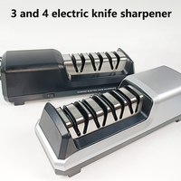 18W NEW 3-4-Stage Electric Knife Sharpener – Coarse/Medium/Fine/Ceramic, Diamond Wheel for Kitchen /Chef/ Hunting