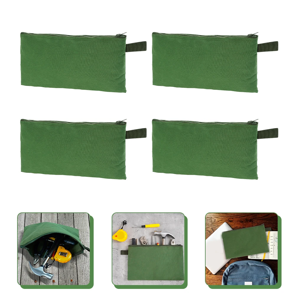 4pcs Tool Heavy Duty Canvas Tool Storage Bag Green Large Capacity Organization Multipurpose Tote Portable Storage Kit Bag