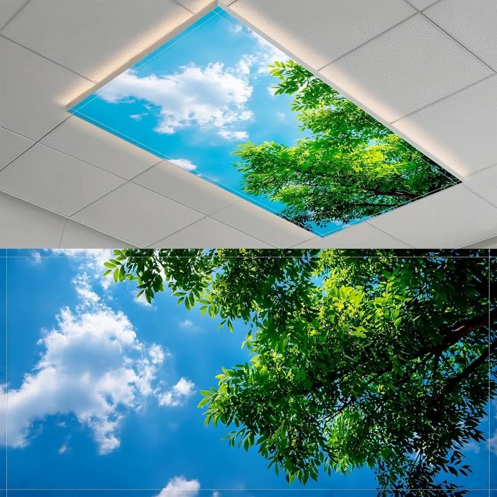 122*61cm Lampshade 14 Styles with 10 Magnetic Buckles Magnetic Light Filters Sky Forest Fabric Lampshade Home