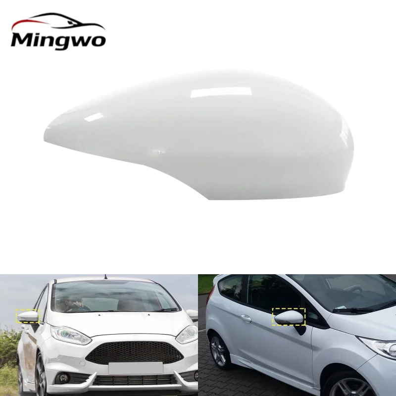 Cubierta de Espejo Retrovisor Lateral Derecho para Ford Fiesta MK7 Hatchback 2008-17, Color Blanco Congelado