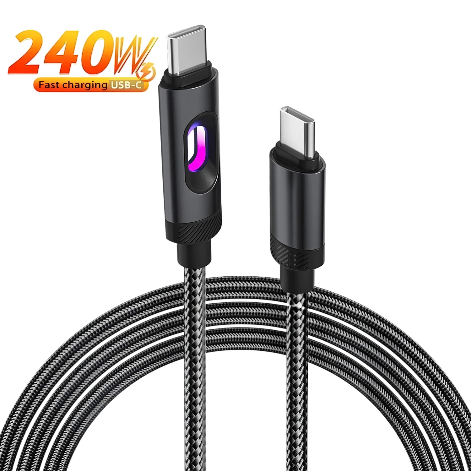 240W LED USBC To Type C To USB C Cable For iPhone 15 16 17 series PD Fast Charging USB C Data Cord For Xiaomi OPPO Samsung