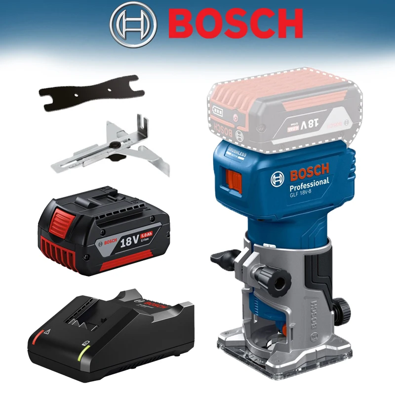 

BOSCH GLF18V-8 Electric Trimmer Compact Brushless Cordless Wood Router Multifunctional Cutting Power Tools Battery Charger Set