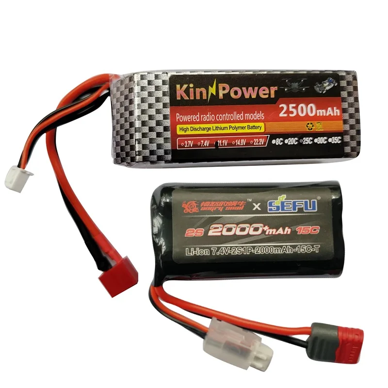 Akumulator litowo-jonowy 2S 7,4 V 2000 mAh / ulepszony akumulator Lipo 3S 11,1 V 2500 mAh do bezszczotkowych samochodów R/C MJX Hyper Go14301 14302