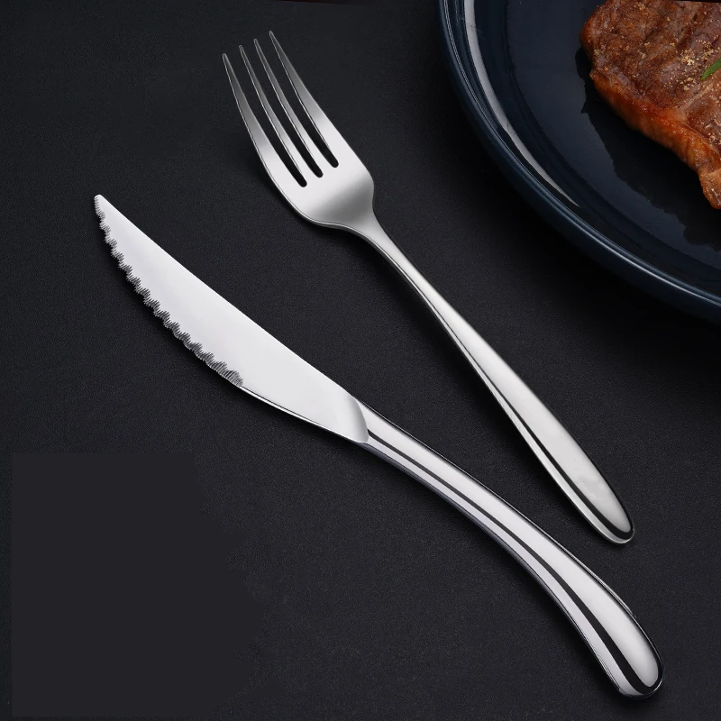 Luxury Ultra Sharp Steak Knife Soup Spoon Banquet Cutlery Set LFGB Certificate Steakhouse 316 Stainless Steel Flatware Kit