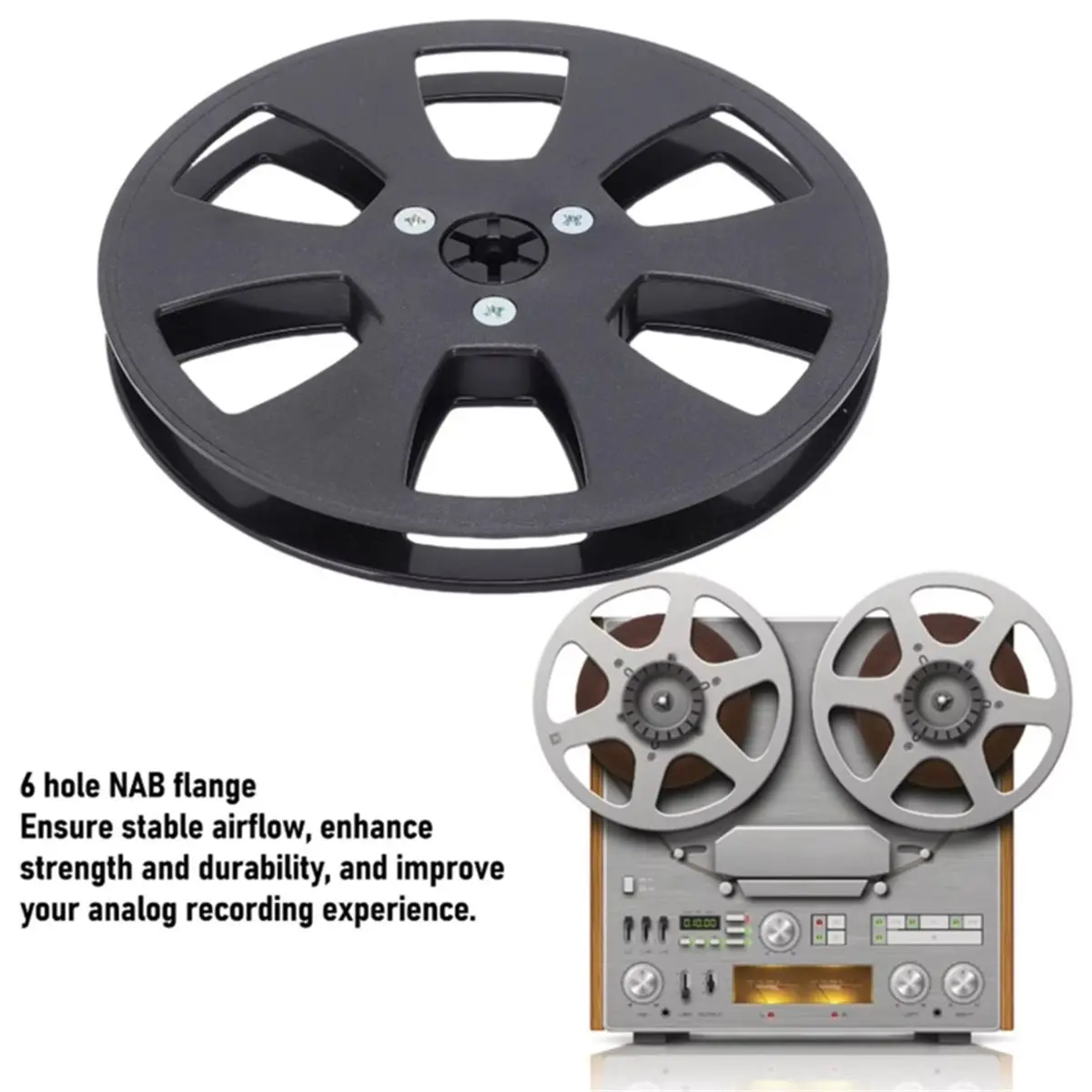 1/4 5 Inch 6 Holes Empty Tape Reel for ReVox Studer Recording Takeup Reel -Hub Replacement with Spacers