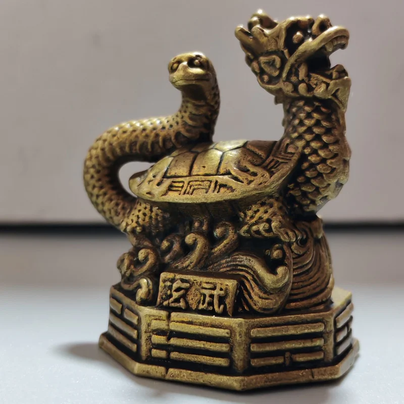 Brass Blue Dragon, White Tiger, Vermilion Bird, Black Tortoise - Four Divine Beasts Home Decorations, Antique-Style Bronze Divin