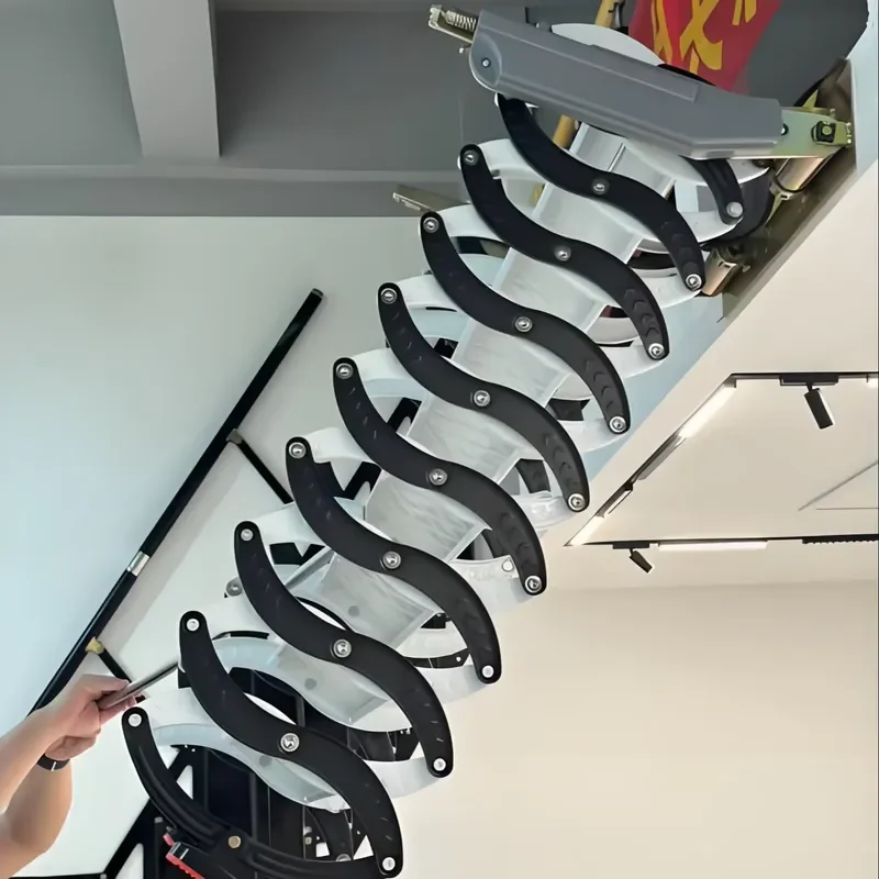 Modern Manual Retractable Folding Invisible Telescopic Lift Attic Ladders Indoor Outdoor Wall-Mounted Steel 300kg Load