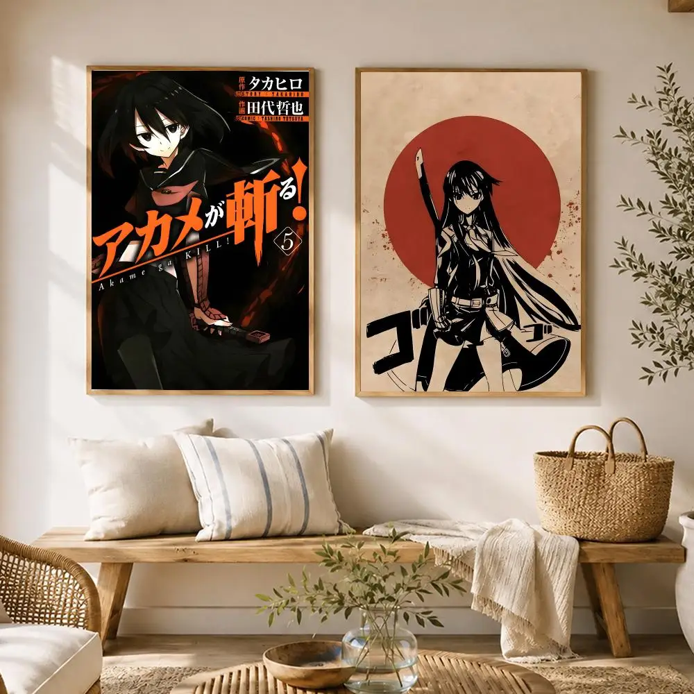 Retro Anime Akame ga Kill Poster HD poster wall art self-stick no-residue for home cafe office great gift