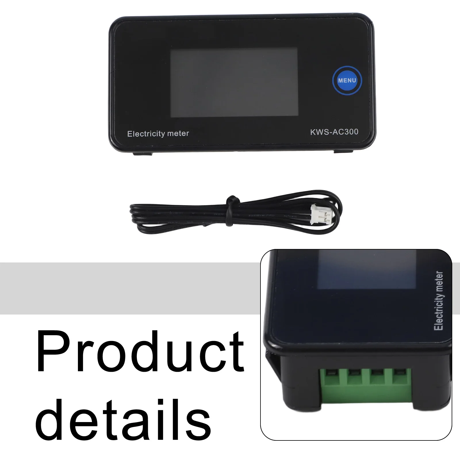 KWS-AC300 AC Energy Meter with Voltage Current Power Temperature Timer Display 50-300V 0-100A and Power Off Memory Function