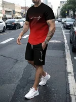 2025 new summer men's sportswear, men's loose fashion clothing, 3D printed T-shirt shorts, men's simple clothing fashion set, li 4