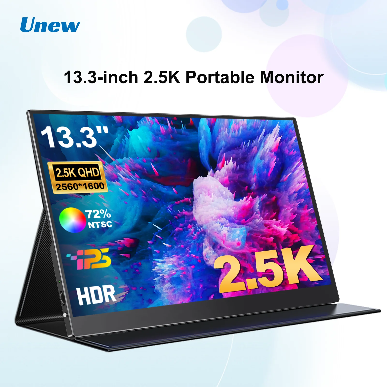 Unew 2,5K Tragbarer Monitor 13,3 Zoll 2560x1600 Externer Bildschirm 16:10 Zweitmonitor Typ-C HDMI für Xbox Switch PS Handy