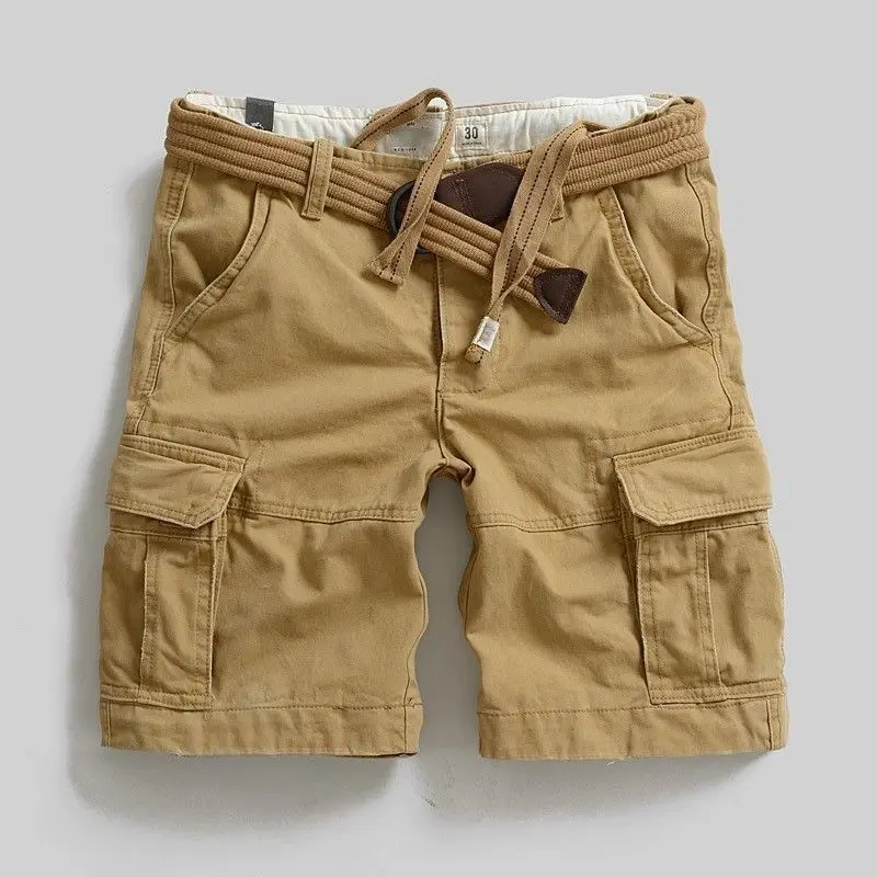 Fashion Retro Tooling Shorts Summer Men's Wear-resistant Multi-pocket Loose Casual Cargo Tactic Short Pants Large Size Clothing