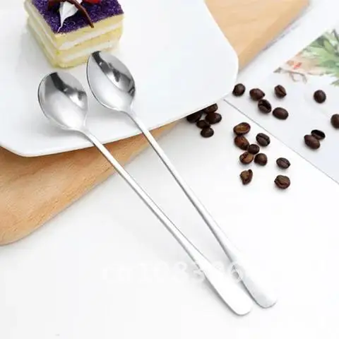 

Spoon Stainless Steel Long Handle Dessert Drink Kitchen Tableware Tea Coffee Soup Spoons For Eating Mixing Stirring Cooking