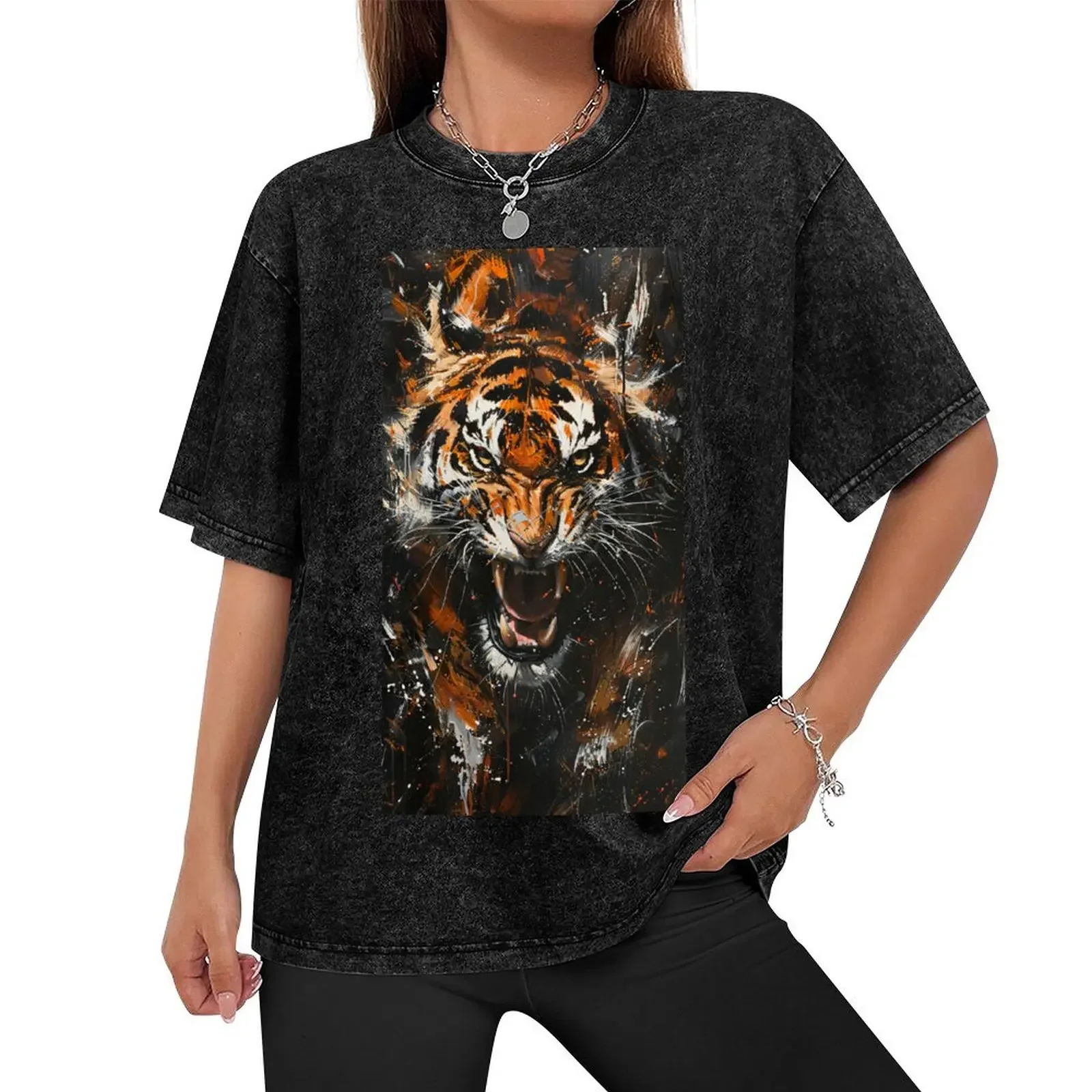 Bengal Tiger Devesh Oil Painting T-Shirt custom t shirt vintage oversizeds mens t shirts casual stylish