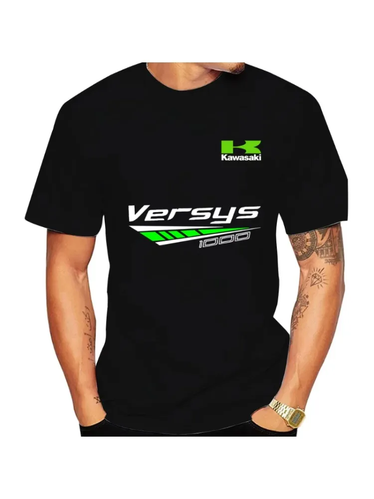 AliExpress 2025 Kawasaki Versys 1000 Men's Summer Pure Cotton T-shirt Women's Outdoor New T-shirt Street Casual couple Jogging top