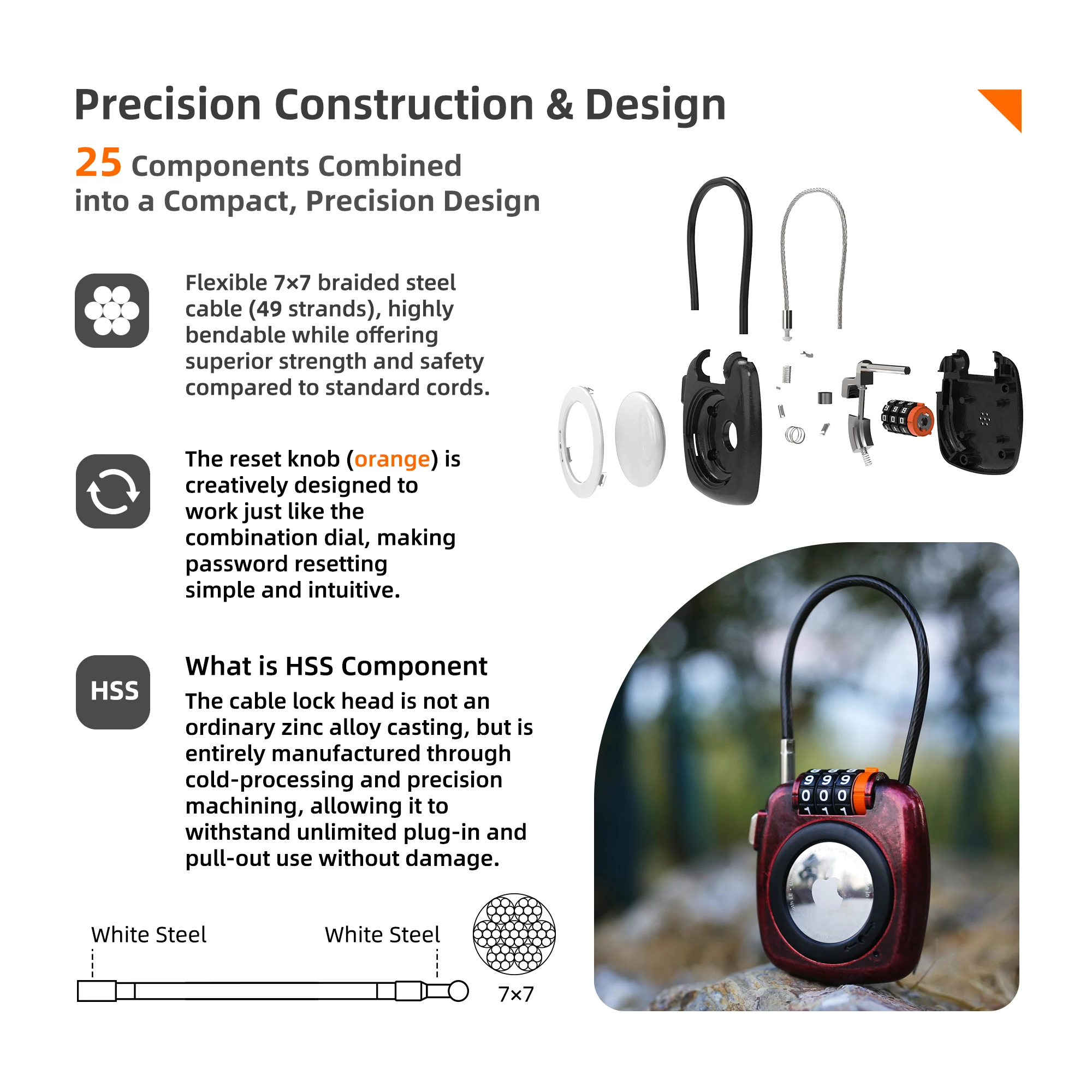 

AirTag Holder for Luggage, Compatible with Apple Air Tag Case, Combination Lock Air Tag Holder for Suitcase, Backpack, Locker, T