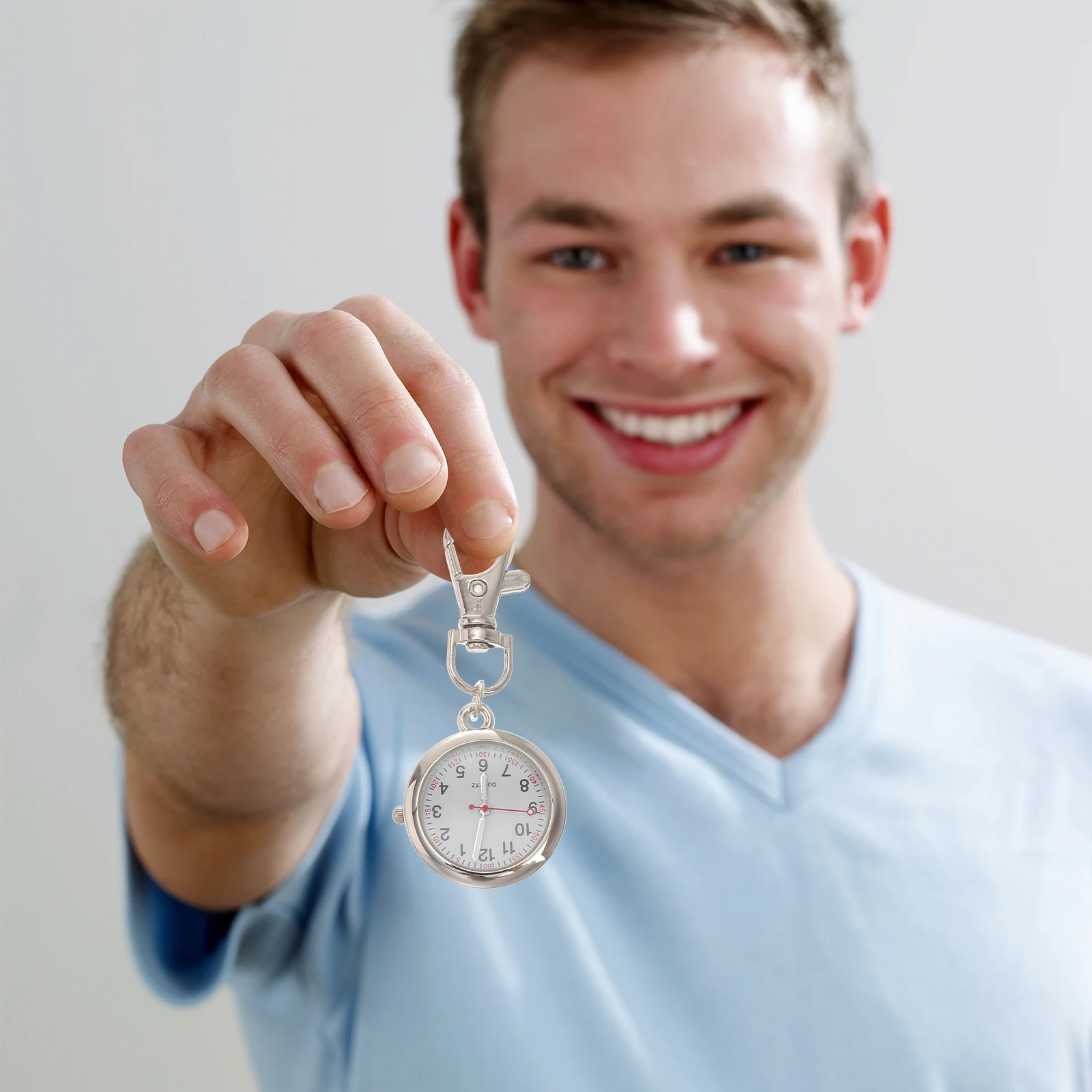 

1pc Stainless Steel Glass Nurse Pocket Watch Vintage Keychain Pendant Decorative Metal Timepiece For Medical Staff Gift