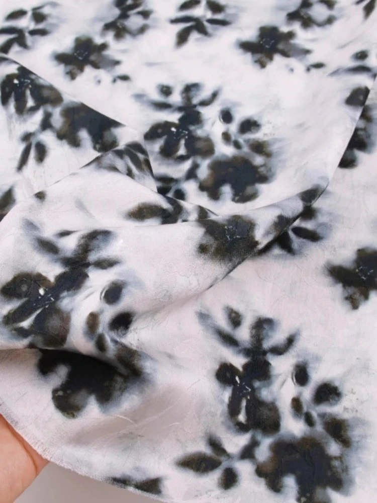 

Black Gray Drape Slightly Glossy Jacquard Fabric for Printed Cheongsam Dress Cloth DIY By The Meter Sewing Material