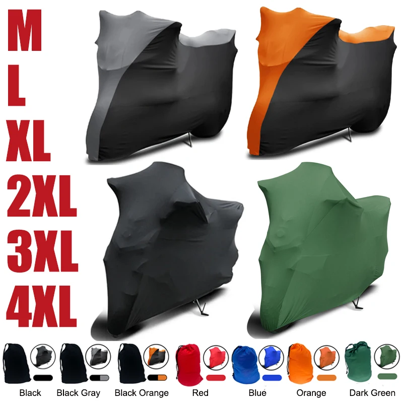 

M-4XL Universal Motorcycle Cover Stretch Dustproof Sunproof Indoor Sun Dust Scratch Proof For Bike Motor Scooter Elastic Fabric