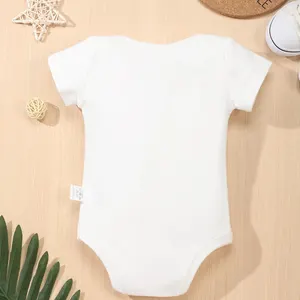 Macacão de algodão para recém-nascidos de 0 a 24 meses, novo, fofo, roupas de bebê menino, aconchegante, casual, manga curta, macacão branco, atacado 10 principais vendas roupas de bebe no atacado - №2