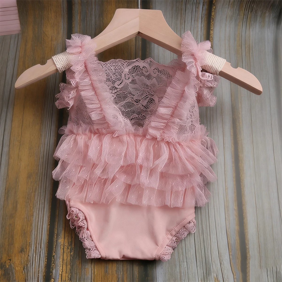 Ylsteed 2 Stücke Rosa Kleid Fotografie Outfits Neugeborenen Spitze Strampler Baby Mädchen Fotoshooting Kleidung-HD