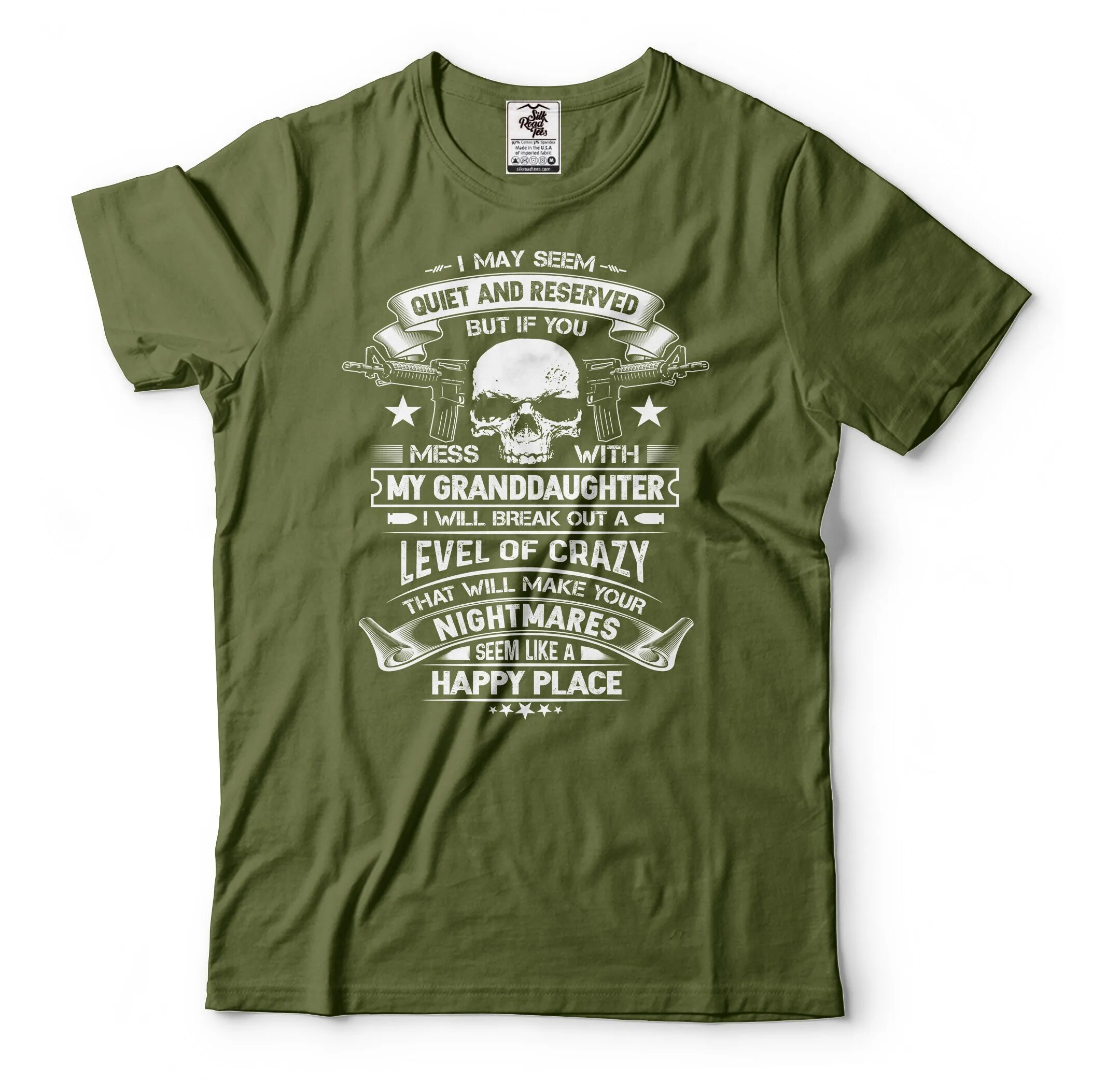 Mens Grandpa T Shirt If You Mess With My Granddaughter 2Nd Amendment Pro Gun Rifles