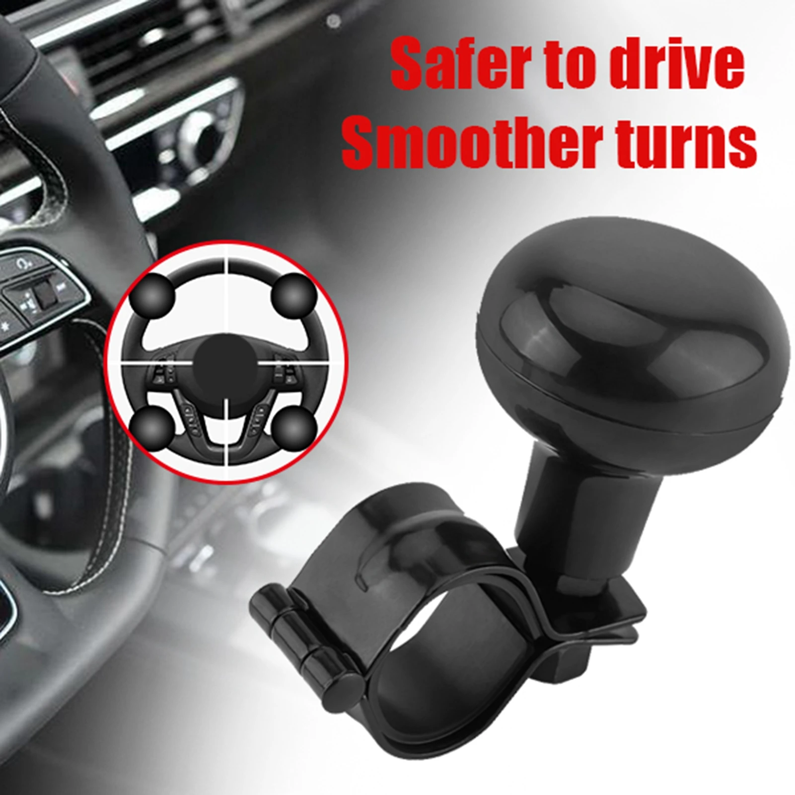

Black Heavy Duty Steering Wheel Knob Spinner Handle Ball Universal Fit for Car Truck SUV Van Easy Install