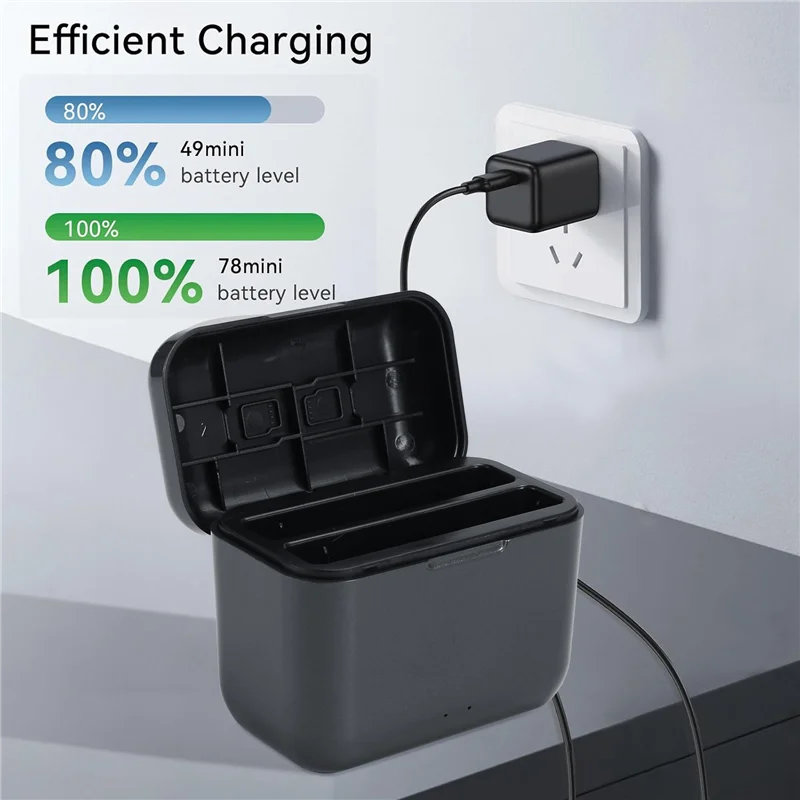 -ABPU Fast Battery Charger For Insta360 X4 Quick Portable 2 Channel Battery Charge Storage Station Can Store Misro SD Card