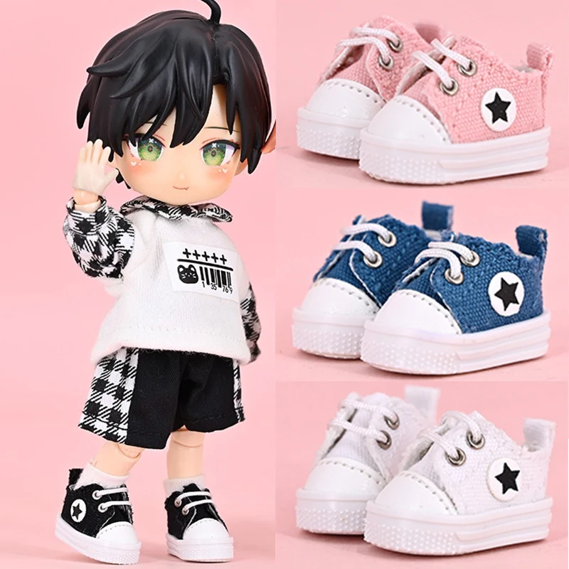 Kawaii OB11 Doll Shoes Star Board Shoes Casual Canvas Shoes for GSC, P9, UFdoll,YMY Body, Molly, 1/12BJD Dolls Accessories Toy