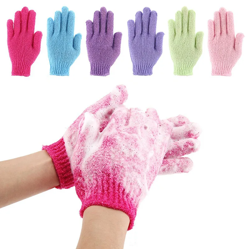 5PCS/SET Skin Bath Shower Wash Cloth Shower Scrubber Back Scrub Exfoliating Body Massage Sponge Bath Gloves Moisturizing Spa