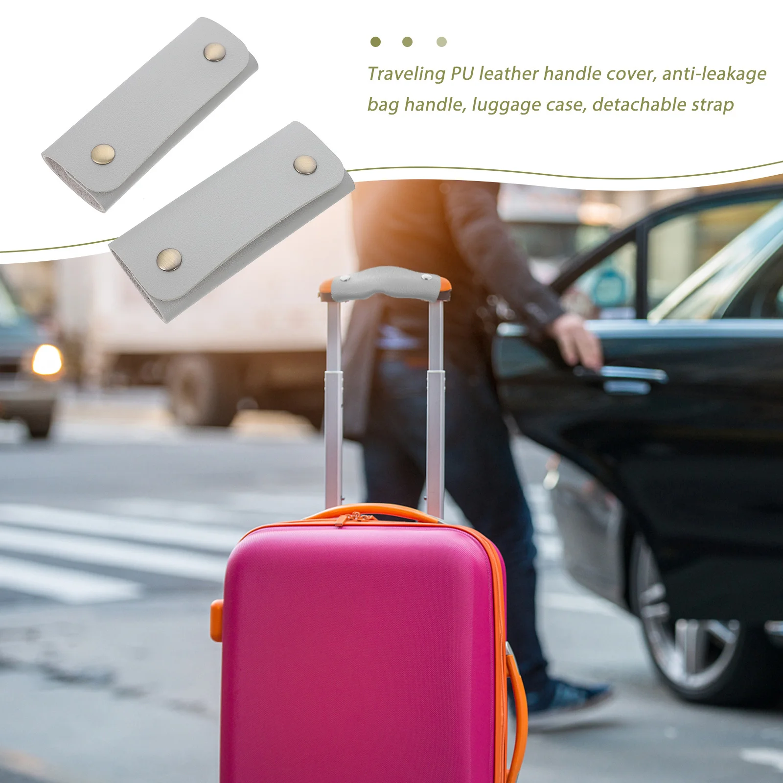 

2Pcs Handbag Handle Cover PU Bag Handle Wrap Sturdy Grip for Shopping Tote Luggage Bag Decoration Supplies