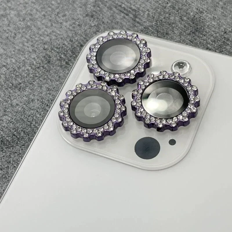 カメラレンズプロテクター,iPhone 16,15,14 pro max,12,13 mini用の光沢のあるダイヤモンドフィルム,2〜3個