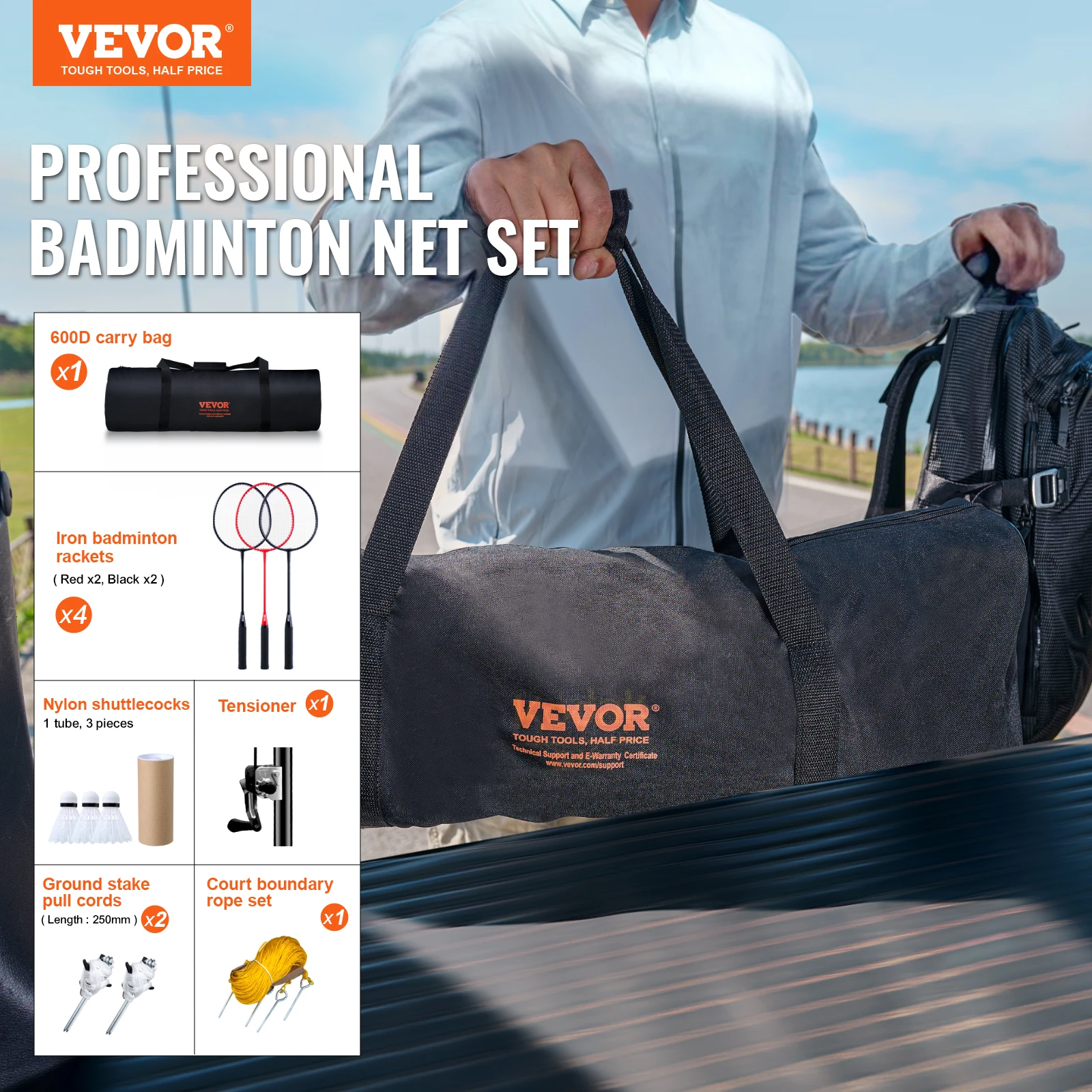 VEVOR Badminton Net Set Outdoor Backyard Beach Park Badminton Net Portable Badminton Equipment Set Adults Kids Badminton Net